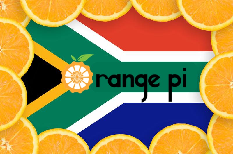 South Africa flag with Orange Pi logo